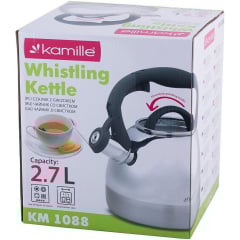 Чайник з нержавіючої сталі зі свистком 2.7 л з сірої ручкою Kamille DP91364 Іршава