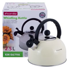 Чайник со свистком бежевый 2.5л из нержавеющей стали Kamille KL225935 Гуляйполе