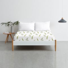 Євро простирадло COSAS GREEN FOLIAGE Ранфорс 220х240 см Зелений Новомиколаївка