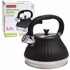 Чайник для плиты Whistling Kettle Marshmallow из нержавеющей стали 3л black Kamille DP262114 Конотоп