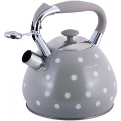 Чайник для плиты из нержавеющей стали 3л Grey with white polka dots Kamille DP262109 Киев