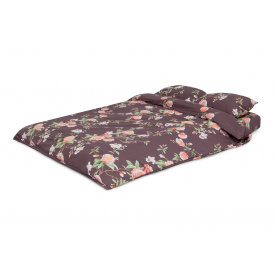 Комплект постільної білизни Венера-2 (євро, сатин, наволочки: 50х70 см 2 шт та 70х70 см 2 шт, квіти, коричневий) IMI