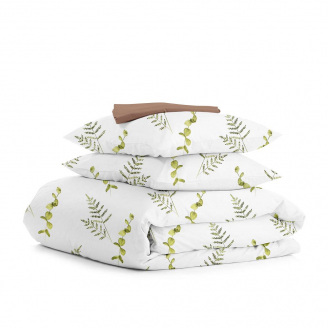 Двоспальний комплект на резинці COSAS GREEN FOLIAGE CS1 Ранфорс 180х220 см Зелений