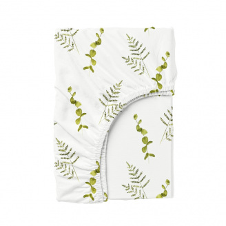 Простынь на резинке COSAS GREEN FOLIAGE Ранфорс 140х200х20 см Зеленый