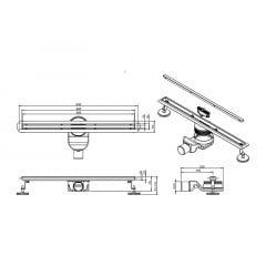 Трап лінійний Britc Slim 600 мм з сифоном Сріблястий Бучач