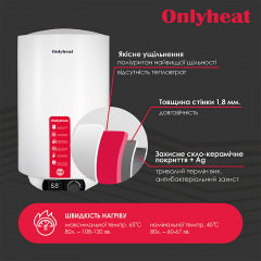 Бойлер OnlyHeat REP80L(dry) 80 л сухой ТЭН Белый Первомайск