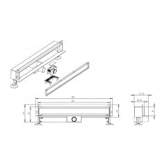 Трап лінійний Britc 600 мм з сифоном пристінний Сріблястий Чортків