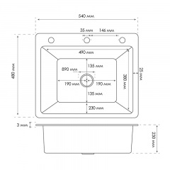 Кухонна мийка Britc HM HS5448 54x48x23 см Сірий Бучач