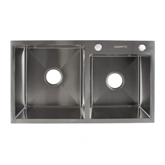 Кухонна мийка Britc HM HS7845_20 на 2 чаші 78x45x21 см Сірий