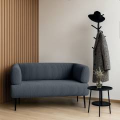 Диван офісний Tobi Sho Бенно-1 з підлокітниками для офісу, вітальні 1400х720х750 велюр вельвет Lotus 98/DK GREY Київ