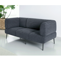 Диван офісний Tobi Sho Бенно-1 з підлокітниками для офісу, вітальні 1800х720х750 велюр вельвет Lotus 98/DK GREY Новояворівськ