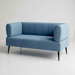 Диван офисный Tobi Sho Бенно-1 с подлокотниками для офиса, гостиной 1400х720х750 велюр Lotus 85/BLUE Новояворовск