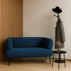 Диван офисный Tobi Sho Бенно-1 с подлокотниками для офиса, гостиной 1200х720х750 велюр вельвет Lotus 88/DK BLUE Лосиновка