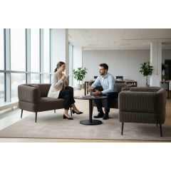 Диван офісний Tobi Sho Бенно-1 з підлокітниками для офісу, вітальні 1400х720х750 велюр вельвет Lotus 15/GREY BROWN Київ