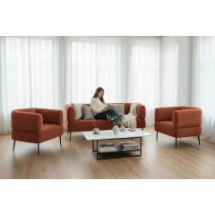 Диван офисный Tobi Sho Бенно-1 с подлокотниками для офиса, гостиной 1800х720х750 велюр вельвет Lotus 54/BRICK Новояворовск