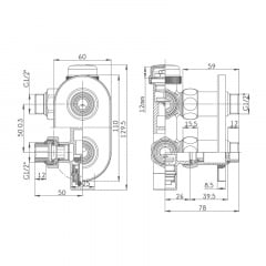 Комплект дизайн кранов с термоголовкой Ideale Duo 1/2x1/2 дюйм Черный Лосиновка