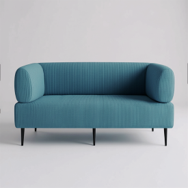 Диван офисный Tobi Sho Бенно-1 с подлокотниками для офиса, гостиной 1800х720х750 велюр вельвет Lotus 85/BLUE