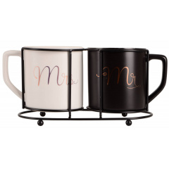 Набір чашок Led Mr&Mrs 400 мл 2 шт Біло-чорний (7133157) Новомосковськ
