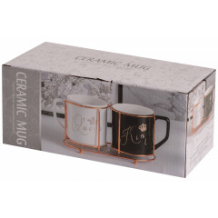 Набір чашок Led Mr&Mrs 400 мл 2 шт Біло-чорний (7133157) Новомосковськ