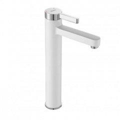 Змішувач для умивальника Rea Polo білий хром високий (REA-B9942) Слов'янськ