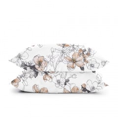 Євро постіль з простирадлом на гумці Pastel Flowers COSAS Бежевий 200х220 см Івано-Франківськ