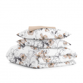 Семейная постель с простыней на резинке EXOTIC FLOWERS CS2 COSAS Бежевый 2х160х220 см