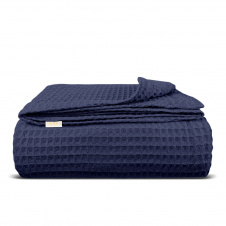 Плед покрывало вафельное COSAS Denim Greek Waffle 110х140 см Темно-синий