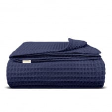 Плед покрывало вафельное COSAS Denim Greek Waffle 75x95 см Темно-синий
