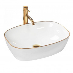 Раковина накладна Rea Sol White Gold Edge білий (REA-U8605) Кам'янка-Дніпровська