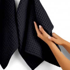 Полотенце вафельное COSAS Greek Waffle 115x180 см Черный Весёлое