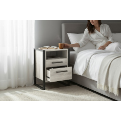 Тумба для прихожей Tobi Sho Фрейм ЛТ-7 в стиле Лофт с двумя ящиками, 460х350х600 мм Дуб крафт белый Київ