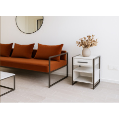 Тумба для прихожей Tobi Sho Степь ЛТ-8 в стиле Лофт с ящиком, 460х350х600 мм Дуб крафт белый Київ