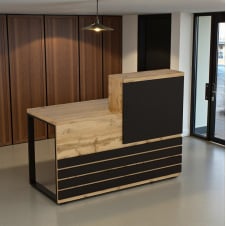 Стійка адміністратора Tobi Sho Ресепшн/5 лівостороння для офісу, салону, 1600х636х1090 Дуб аппалачі/Чорний