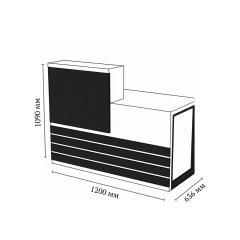 Стійка адміністратора Tobi Sho Ресепшн/5 правостороння для офісу, салону, 1200х636х1090 Хортиця/Чорний Київ