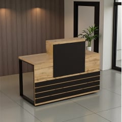 Стійка адміністратора Tobi Sho Ресепшн/5 центральна для офісу, салону, 1200х636х1090 Дуб аппалачі/Чорний Київ