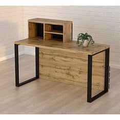 Стійка адміністратора Tobi Sho Ресепшн/5 лівостороння для офісу, салону, 1200х636х1090 Дуб аппалачі/Чорний Київ