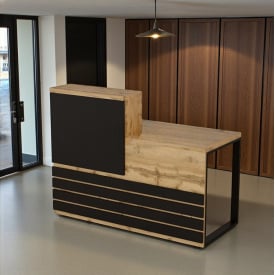 Стійка адміністратора Tobi Sho Ресепшн/5 правостороння для офісу, салону, 1600х636х1090 Дуб аппалачі/Чорний