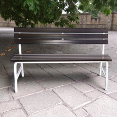 Скамейка пластиковая Tobi Sho Комфорт Классик для дачи, сада, парка, 1504х822х707 мм Коричнево-белый Київ