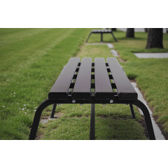 Лавка садовая Tobi Sho Классик без спинки для дачи, парка ПВХ профиль, 1503х450х650 мм Графитово-черный Київ