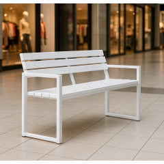 Скамейка садовая Tobi Sho Модерн Люкс ПВХ профиль для дачи, парка, ОСББ, 1614х838х545 мм Белый Київ