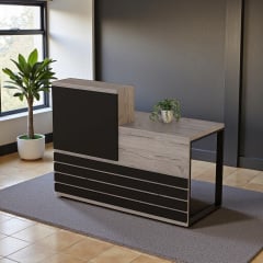 Стойка администратора Tobi Sho Ресепшн/5 правосторонняя для офиса, салона, 1400х636х1090 Хортица/Черный Киев