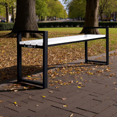 Лавка с ПВХ профиля Tobi Sho Модерн без спинки для парка, сада, сквера, 1514х598х415 мм Бело-черный Київ