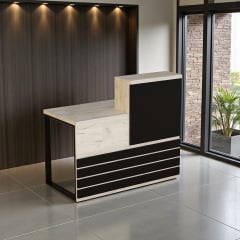 Стійка адміністратора Tobi Sho Ресепшн/5 лівостороння для офісу, салону, 1200х636х1090 Дуб крафт білий/Чорний Київ