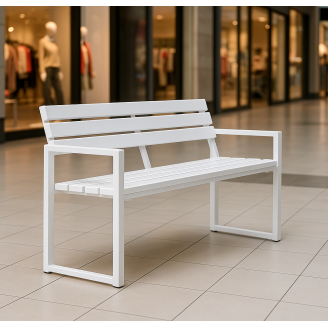 Скамейка садовая Tobi Sho Модерн Люкс ПВХ профиль для дачи, парка, ОСББ, 1614х838х545 мм Белый