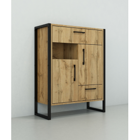 Тумба для передпокою Tobi Sho Норд ЛТ-11 у стилі Лофт з шухлядами і дверцятами, 660х350х900 мм Дуб аппалачі