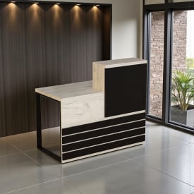 Стійка адміністратора Tobi Sho Ресепшн/5 лівостороння для офісу, салону, 1200х636х1090 Дуб крафт білий/Чорний