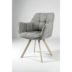 Стілець обідній з підлокітниками та спинкою Осло М-235, для кухні, їдальні, фактурна тканина Сірий агат/капучино, 850х600х610 мм Київ