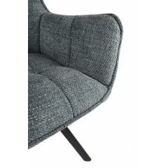 Стілець обідній з підлокітниками та спинкою Осло М-235, для кухні, їдальні, фактурна тканина Графіт/чорний, 850х600х610 мм Київ