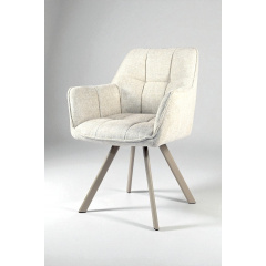 Стілець обідній з підлокітниками та спинкою Осло М-235, для кухні, їдальні, фактурна тканина Папірус/капучино, 850х600х610 мм Київ