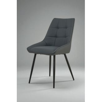 Стілець обідній зі спинкою Мілано М-75 для кухні, їдальні, кафе зі штучної шкіри Сірий/чорний 890х510х605 мм